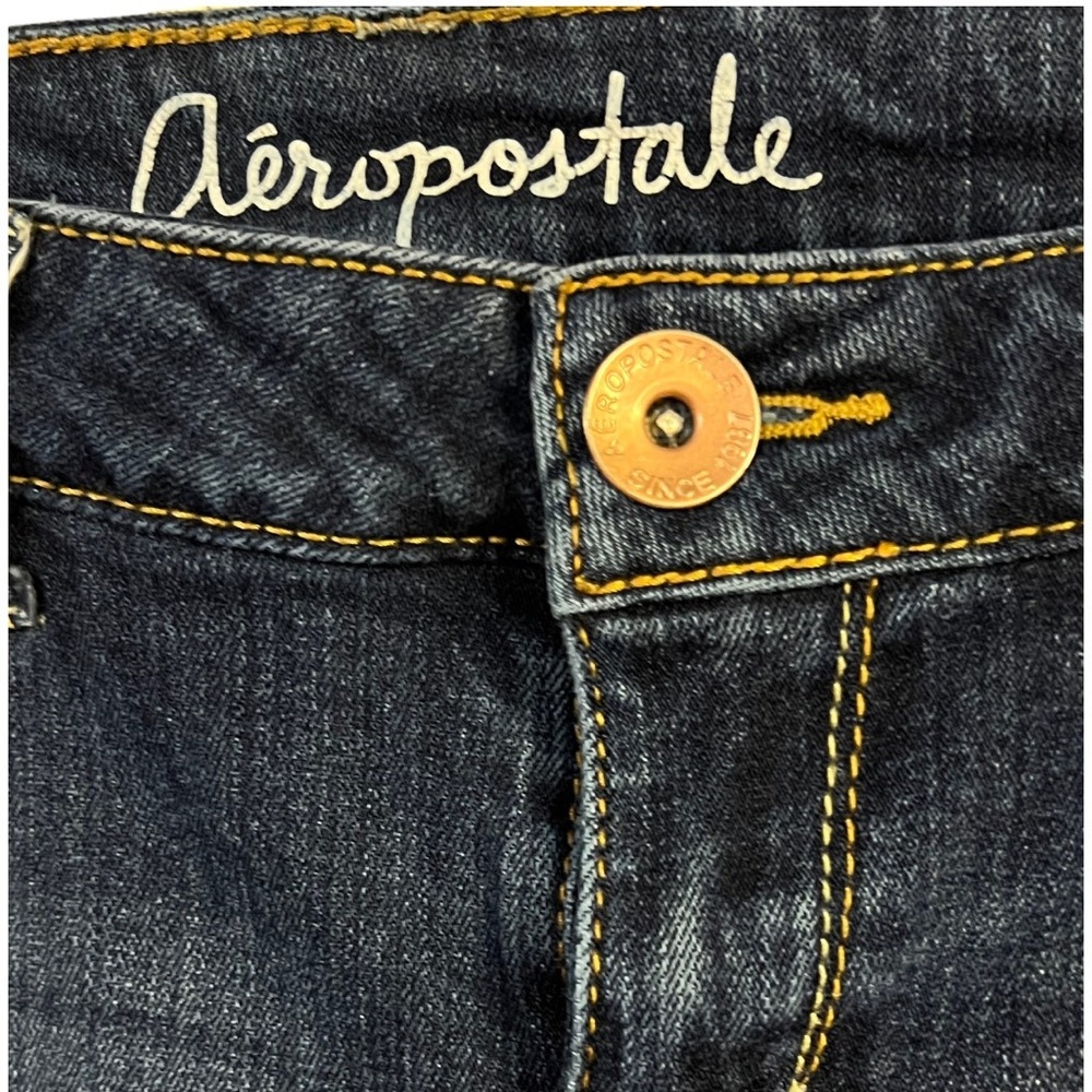 Aeropostale Lola Jegging Jeans 6 Dark Blue Distressed Low Rise Y2K Grunge Trendy - Picture 3 of 9